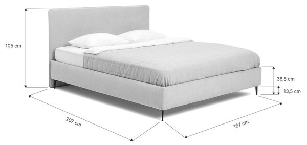 Modrá čalúnená dvojlôžková posteľ s roštom 180x200 cm Noira Slim – Selection