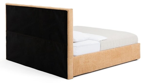 Čalúnená dvojlôžková posteľ s úložným priestorom s roštom 160x200 cm v horčicovej farbe Thessa Bold Line – Selection