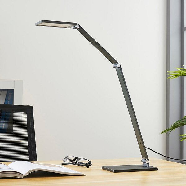 Stolové Lampa Lucande, Mion, stmievateľné, Sivá, Pracovňa, Kov, Moderný