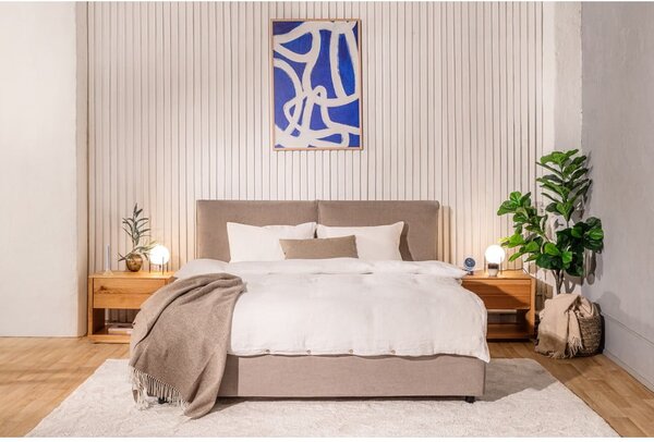 Čalúnená dvojlôžková posteľ taupe s úložným priestorom s roštom 160x200 cm Myra Pillow – Selection