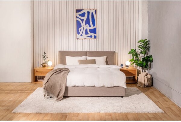 Čalúnená dvojlôžková posteľ taupe s úložným priestorom s roštom 160x200 cm Myra Pillow – Selection
