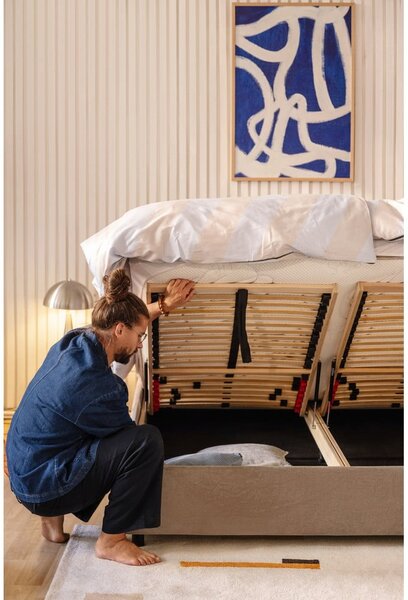 Čalúnená dvojlôžková posteľ taupe s úložným priestorom s roštom 160x200 cm Myra Bold – Selection