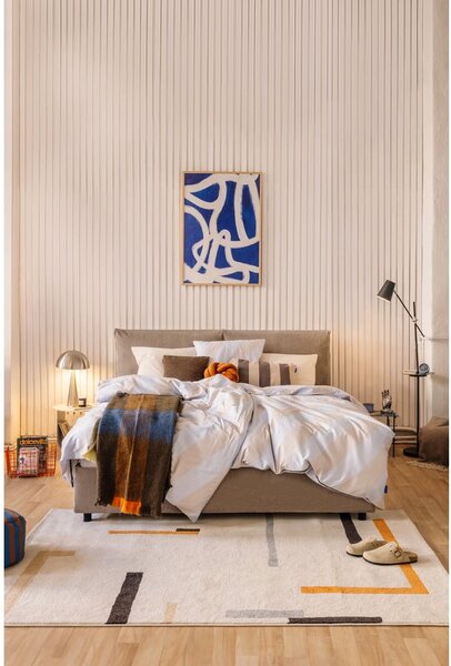 Čalúnená dvojlôžková posteľ taupe s úložným priestorom s roštom 160x200 cm Myra Pillow – Selection