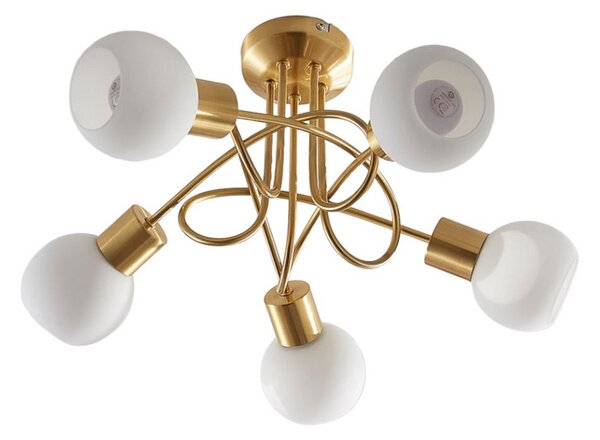 Stropné Lampa Lindby, Elaina, stmievateľné, Zlatá / Mosadz, Obývacia izba, Sklo, Moderný