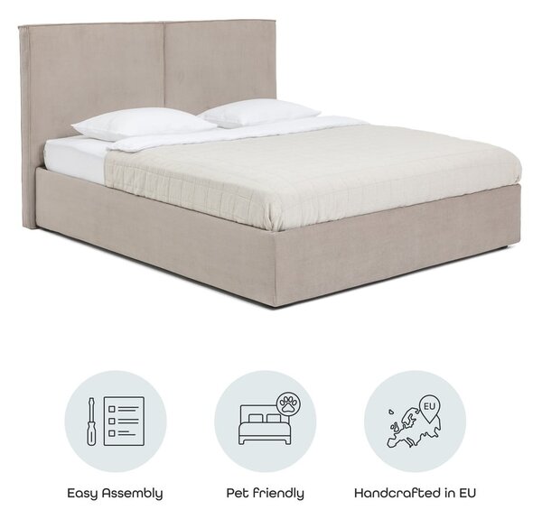 Čalúnená dvojlôžková posteľ taupe s úložným priestorom s roštom 160x200 cm Thessa Bold – Selection