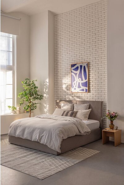Čalúnená dvojlôžková posteľ taupe s úložným priestorom s roštom 160x200 cm Thessa Bold – Selection