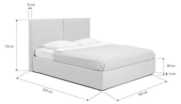 Čalúnená dvojlôžková posteľ taupe s úložným priestorom s roštom 160x200 cm Thessa Bold – Selection