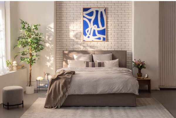 Čalúnená dvojlôžková posteľ taupe s úložným priestorom s roštom 160x200 cm Thessa Bold – Selection