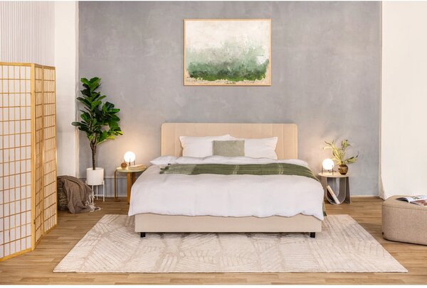 Béžová čalúnená dvojlôžková posteľ s úložným priestorom s roštom 160x200 cm Myra Slim Line – Selection