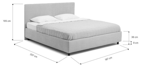 Modrá čalúnená dvojlôžková posteľ s úložným priestorom s roštom 180x200 cm Myra Slim Line – Selection