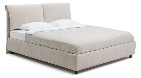 Béžová čalúnená dvojlôžková posteľ s úložným priestorom s roštom 160x200 cm Myra Pillow – Selection