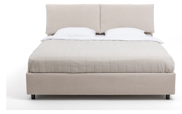Béžová čalúnená dvojlôžková posteľ s úložným priestorom s roštom 160x200 cm Myra Pillow – Selection