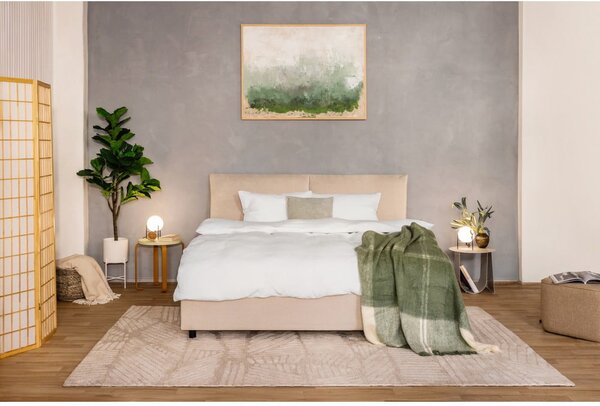 Béžová čalúnená dvojlôžková posteľ s úložným priestorom s roštom 160x200 cm Myra Pillow – Selection