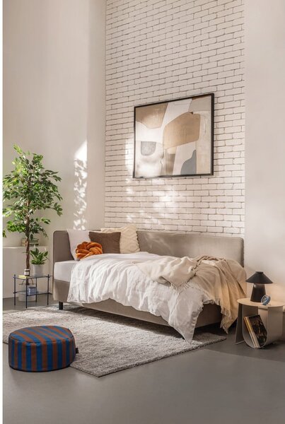 Čalúnená jednolôžková posteľ taupe s úložným priestorom s matracom 90x200 cm Avela – Selection