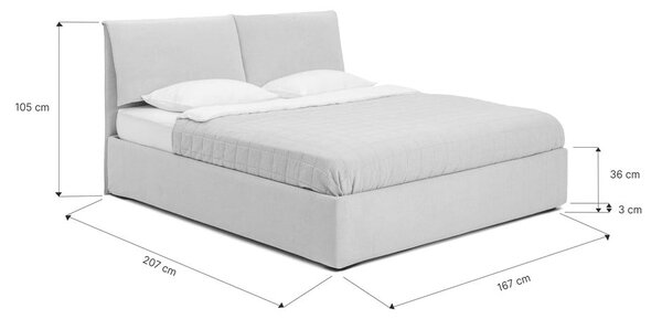 Modrá čalúnená dvojlôžková posteľ s úložným priestorom s roštom 160x200 cm Thessa Pillow – Selection