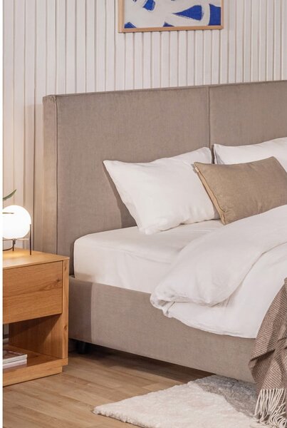 Čalúnená dvojlôžková posteľ taupe s úložným priestorom s roštom 160x200 cm Myra Bold – Selection