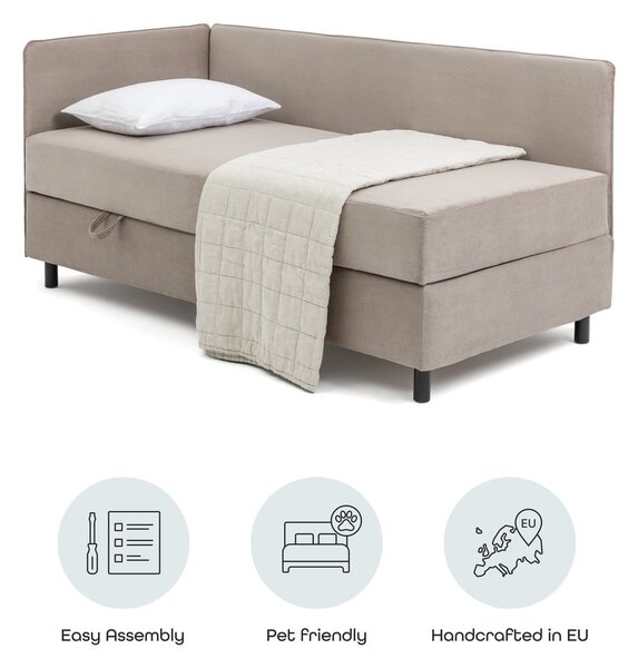 Čalúnená jednolôžková posteľ taupe s úložným priestorom s matracom 90x200 cm Avela – Selection