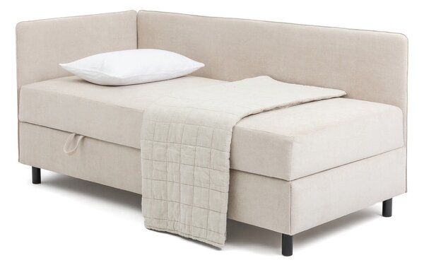 Béžová čalúnená jednolôžková posteľ s úložným priestorom s matracom 120x200 cm Avela – Selection