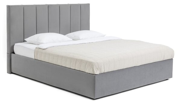 Sivá čalúnená dvojlôžková posteľ s úložným priestorom s roštom 180x200 cm Thessa Bold Line – Selection