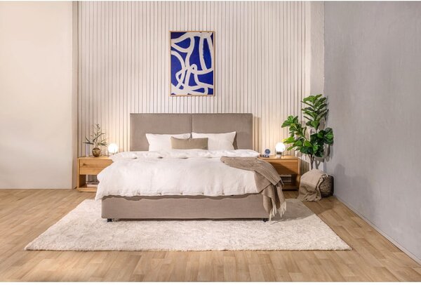 Čalúnená dvojlôžková posteľ taupe s úložným priestorom s roštom 160x200 cm Myra Bold – Selection