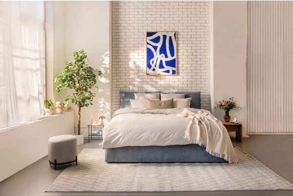 Modrá čalúnená dvojlôžková posteľ s úložným priestorom s roštom 160x200 cm Thessa Pillow – Selection