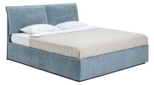 Modrá čalúnená dvojlôžková posteľ s úložným priestorom s roštom 160x200 cm Thessa Pillow – Selection