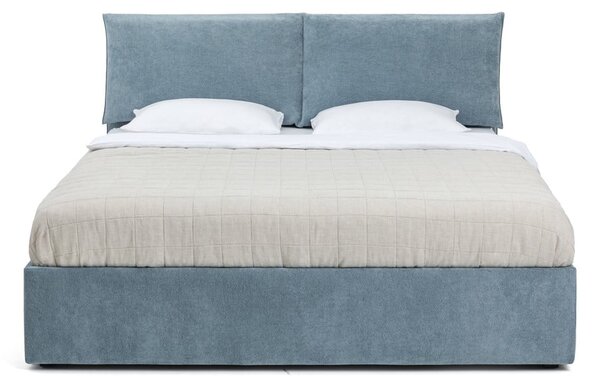 Modrá čalúnená dvojlôžková posteľ s úložným priestorom s roštom 160x200 cm Thessa Pillow – Selection