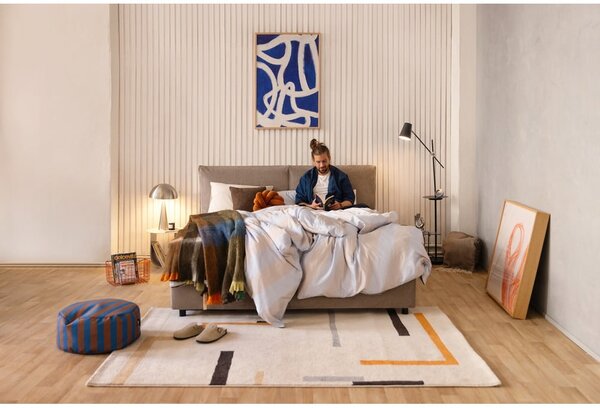 Čalúnená dvojlôžková posteľ taupe s úložným priestorom s roštom 160x200 cm Myra Pillow – Selection