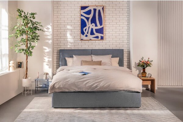 Modrá čalúnená dvojlôžková posteľ s úložným priestorom s matracom/s roštom 160x200 cm Thessa Bold – Selection