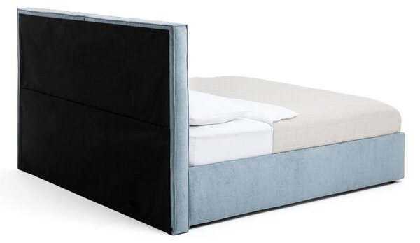 Modrá čalúnená dvojlôžková posteľ s úložným priestorom s matracom/s roštom 160x200 cm Thessa Bold – Selection