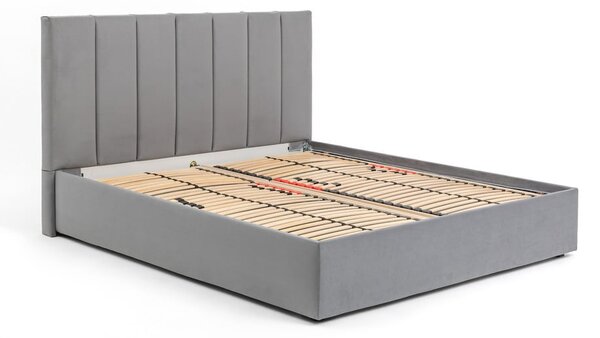 Sivá čalúnená dvojlôžková posteľ s úložným priestorom s roštom 180x200 cm Thessa Bold Line – Selection