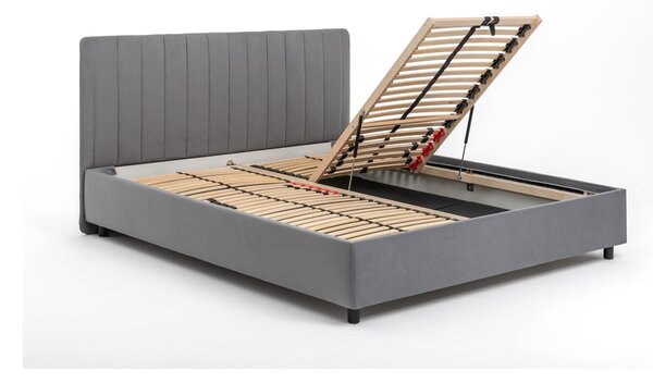 Sivá čalúnená dvojlôžková posteľ s úložným priestorom s roštom 160x200 cm Myra Slim Line – Selection