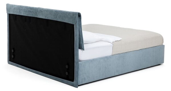 Modrá čalúnená dvojlôžková posteľ s úložným priestorom s roštom 160x200 cm Thessa Pillow – Selection
