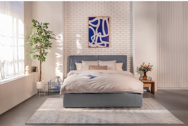 Modrá čalúnená dvojlôžková posteľ s úložným priestorom s matracom/s roštom 160x200 cm Thessa Bold – Selection