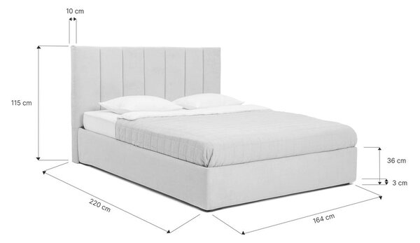 Béžová čalúnená dvojlôžková posteľ s úložným priestorom s roštom 160x200 cm Thessa Bold Line – Selection