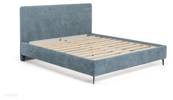 Modrá čalúnená dvojlôžková posteľ s roštom 180x200 cm Noira Slim – Selection