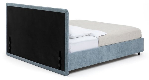 Modrá čalúnená dvojlôžková posteľ s úložným priestorom s roštom 180x200 cm Myra Slim Line – Selection