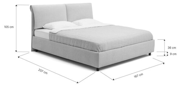 Béžová čalúnená dvojlôžková posteľ s úložným priestorom s roštom 160x200 cm Myra Pillow – Selection