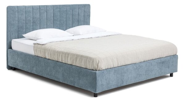 Modrá čalúnená dvojlôžková posteľ s úložným priestorom s roštom 180x200 cm Myra Slim Line – Selection