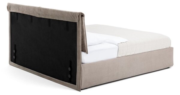 Čalúnená dvojlôžková posteľ taupe s úložným priestorom s roštom 160x200 cm Thessa Pillow – Selection