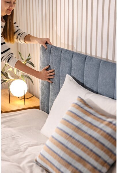 Modrá čalúnená dvojlôžková posteľ s úložným priestorom s roštom 180x200 cm Myra Slim Line – Selection