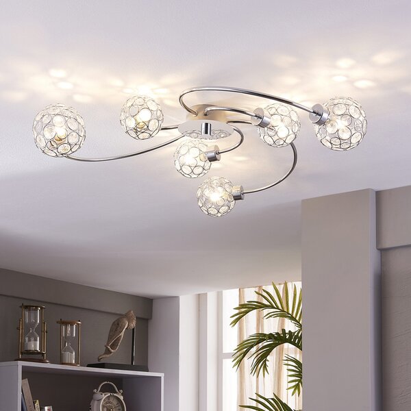 Stropné Lampa Lindby, Tyron, stmievateľné, Metalická, Obývacia izba, Kov, Moderný