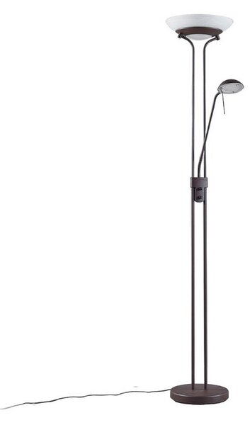 Stojacie Lampa Lindby, Yveta, stmievateľné, Hnedá / Hrdzavá, Obývacia izba, Kov, Rustikálny
