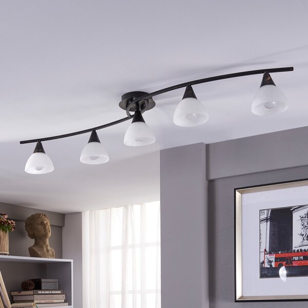 Stropné Lampa Lindby, Della, stmievateľné, Čierna, Obývacia izba, Sklo, Rustikálny