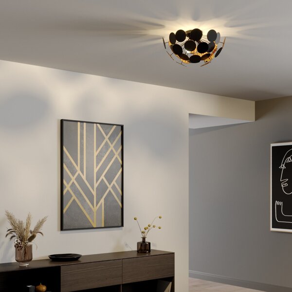 Stropné Lampa Lindby, Kinan, stmievateľné, Čierna, Obývacia izba, Plast, Moderný