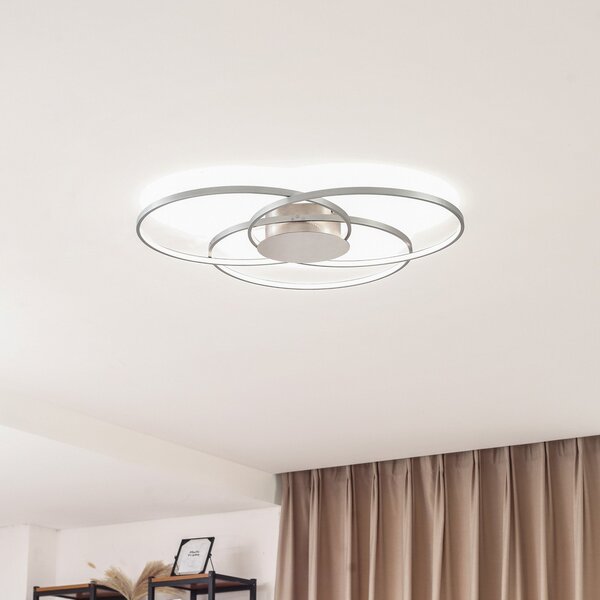 Stropné Lampa Lindby, Riley, stmievateľné, Metalická, Obývacia izba, Hliník, Moderný
