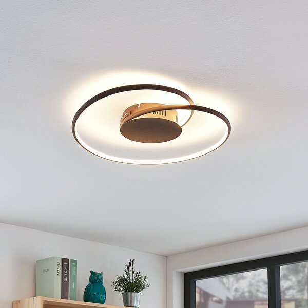 Stropné Lampa Lindby, Joline, Hnedá / Hrdzavá, Obývacia izba, Kov, Moderný