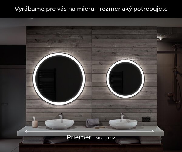 Nástenne zrkadlo okrúhle do kupelne s osvetlenim LED L76 kozmetické zrkadlo na stenu