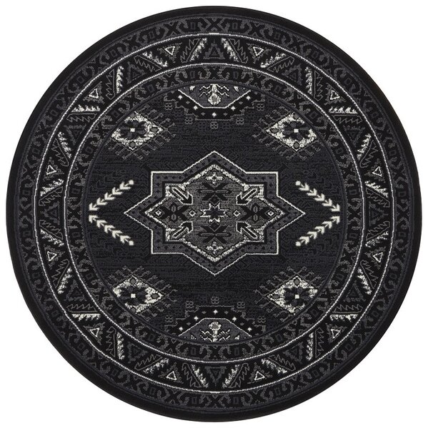 Nouristan - Hanse Home koberce Kruhový koberec Mirkan 104440 Black - 160x160 (priemer) kruh cm