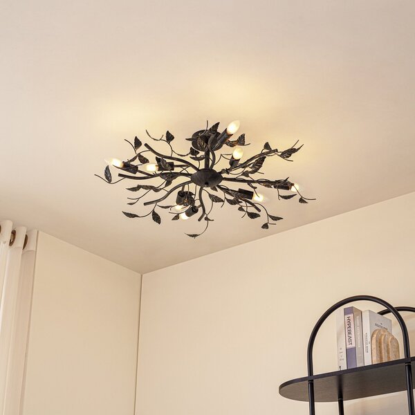 Stropné Lampa Lindby, Yos, stmievateľné, Čierna, Spálňa, Kov, Florentský